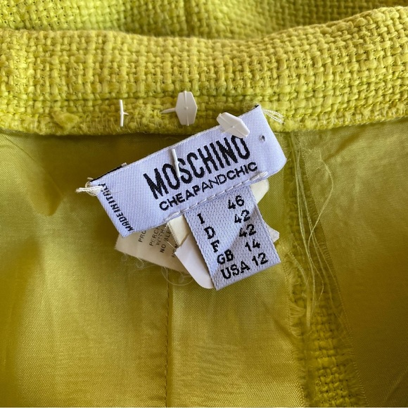 MOSCHINO Cheap & Chic Lime Green Raw Hem Pencil Skirt Sz 12 - Picture 4 of 6